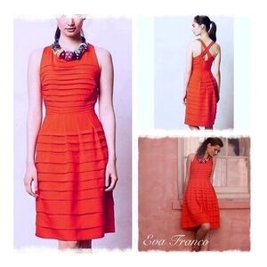 Eva Franco for Anthropologie Pleated Tangelo Dress